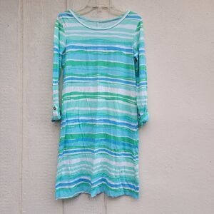 Lilly Pulitzer Linden dress seaspray blue sea stripe pima cotton wmns XS